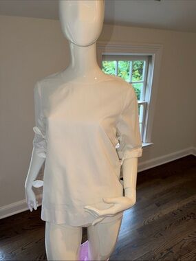Club Monaco size M side tie short sleeved white blouse